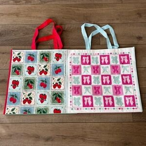 Homegoods TJMaxx Marshalls Viral Berries & Bow Print Tote Bags (Set of 2) NWOT